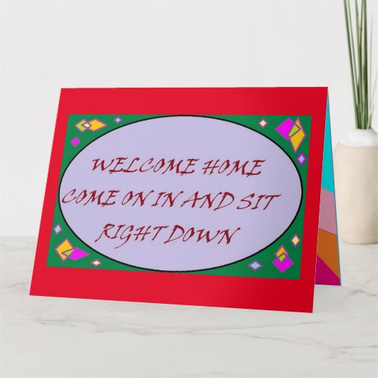 Welkom thuis Groetjes art design rood paarse Kaart (Voorkant)