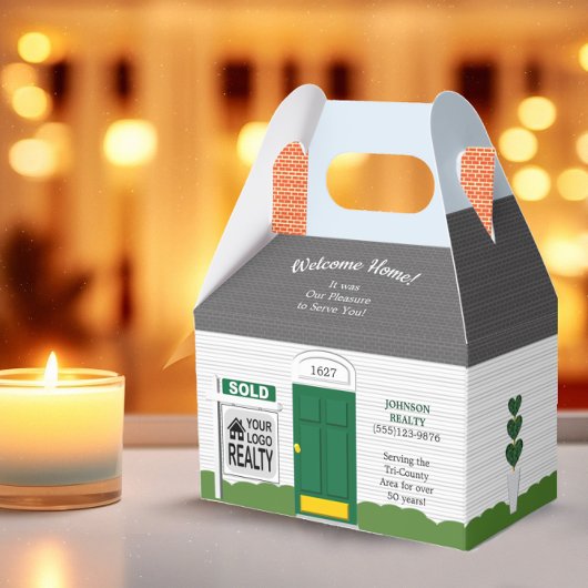 Welkom Thuis Houten Makelaar Logo Groene Deur Bedankdoosjes