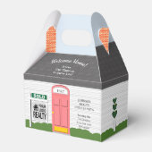 Welkom Thuis Houten Makelaar Logo Roze Deur Bedankdoosjes (Achterkant)