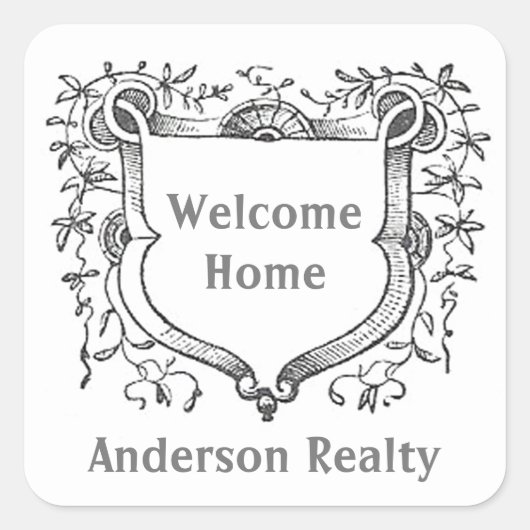 Welkom thuis Koper Realtor Dank je wel Vierkante Sticker (Voorkant)