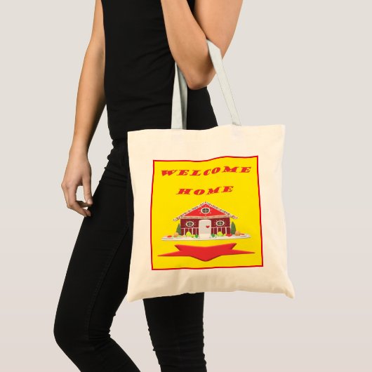 Welkom thuis met rode kleuren in huis tote bag (Voorkant (product))