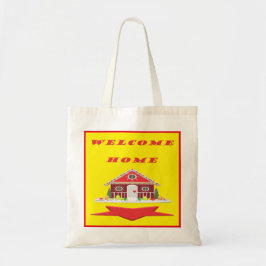 Welkom thuis met rode kleuren in huis tote bag