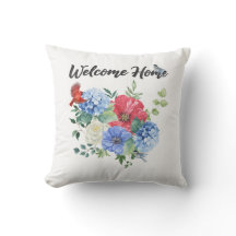 Welkom thuis met rood/wit/blauwe bloemen en vogels