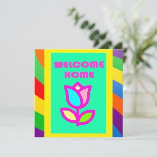 WELKOM THUIS MET STRIPEN EN STROOMPATROON KAART (Staand voorkant)