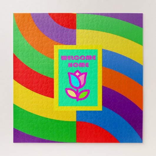 WELKOM THUIS MET STRIPEN EN STROOMPATROON LEGPUZZEL (Verticaal)