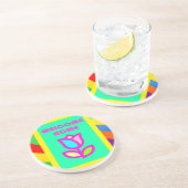 WELKOM THUIS MET STRIPEN EN STROOMPATROON ZANDSTEEN ONDERZETTER (Zijkant)