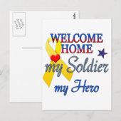 Welkom thuis Mijn soldaat Mijn Hero Briefkaart (Voorkant / Achterkant)