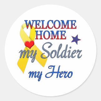 Welkom thuis Mijn soldaat Mijn Hero Ronde Sticker
