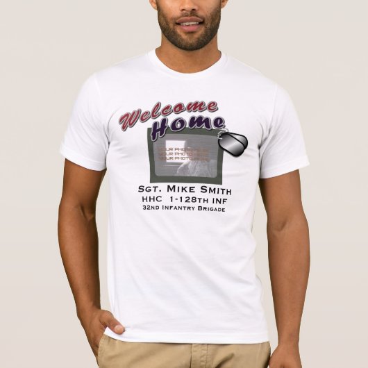 Welkom thuis militaire aangepaste foto persoonlijk t-shirt (Voorkant)