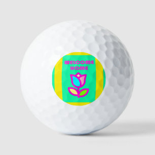 WELKOM THUIS PAARS EN GEEL ONTWERP GOLFBALLEN