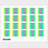 WELKOM THUIS PAARS EN GEEL ONTWERP VIERKANTE STICKER (Vel)