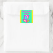 WELKOM THUIS PAARS EN GEEL ONTWERP VIERKANTE STICKER (Tas)