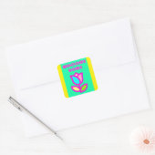 WELKOM THUIS PAARS EN GEEL ONTWERP VIERKANTE STICKER (Envelop)