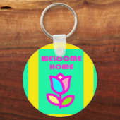 WELKOM THUIS PAARSE EN GEEL ONTWERP SLEUTELHANGER (Voorkant)