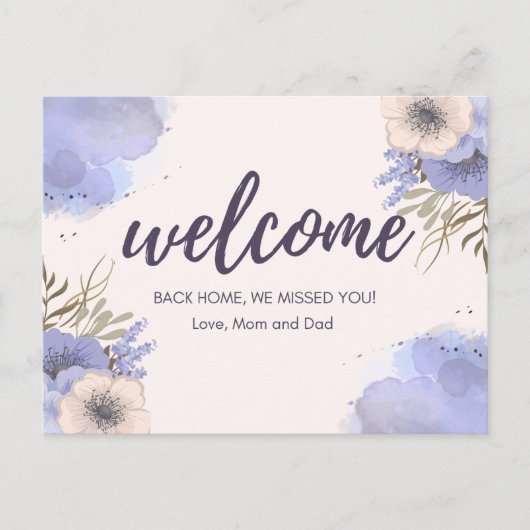 Welkom thuis papa en mama briefkaart (Voorkant)