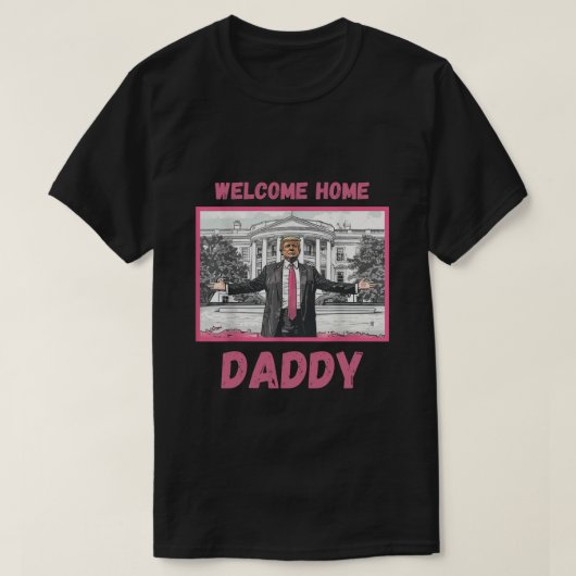 Welkom thuis papa Retro  Witte Huis T-shirt (Design voorkant)