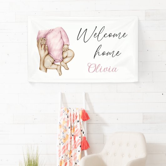 Welkom thuis, pasgeboren baby spandoek (Insitu)