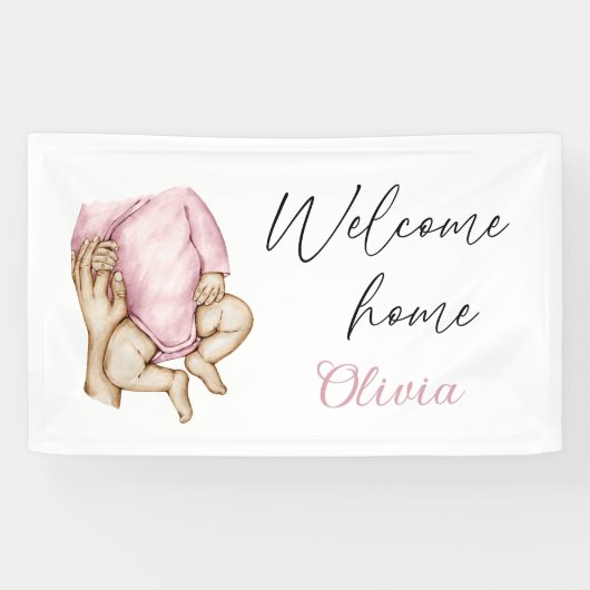 Welkom thuis, pasgeboren baby spandoek (Horizontaal)