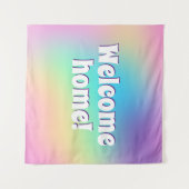 Welkom thuis! Pastel Regenboog Wandkleed (Voorkant (horizontaal))