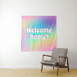 Welkom thuis! Pastel Regenboog Wandkleed