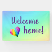 Welkom thuis! Rainbow Heart Spandoek (Horizontaal)