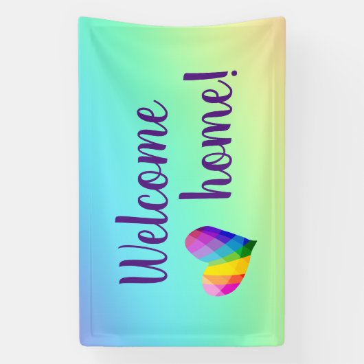 Welkom thuis! Rainbow Heart Spandoek (Verticaal)