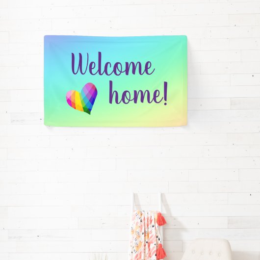 Welkom thuis! Rainbow Heart Spandoek (Insitu)