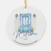 "Welkom thuis" Real Estate Client Gift Kerstmis Keramisch Ornament (Voorkant)