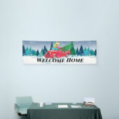 Welkom Thuis Red Truck Kerstboom in sneeuw Spandoek (Beurs)