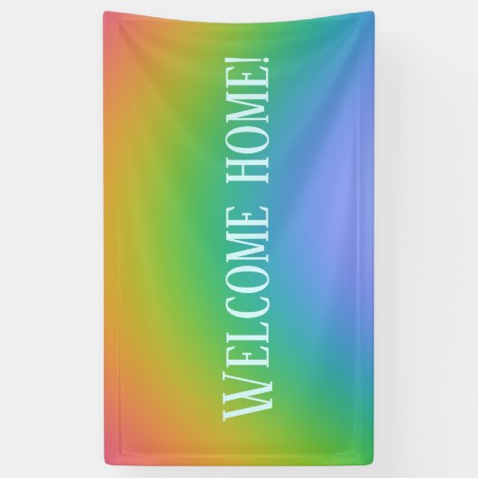 "Welkom thuis!" Regenboog Spandoek (Verticaal)