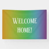 "Welkom thuis!" Regenbooggradiënt Spandoek (Horizontaal)