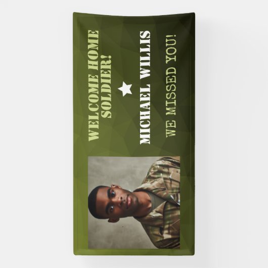 Welkom thuis Soldaat Aangepaste naam Foto Leger gr Spandoek (Verticaal)