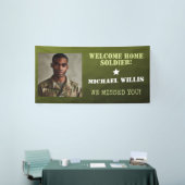 Welkom thuis Soldaat Aangepaste naam Foto Leger gr Spandoek (Beurs)