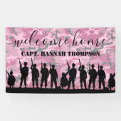 Welkom thuis Soldaat | Militaire Roze Girly Spandoek (Horizontaal)