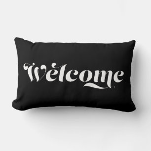 Welkom Thuis Stijlvolle Calligrafie Zwart & Wit Kussen