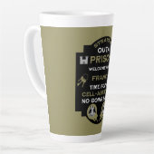 Welkom thuis uit de gevangenis latte mok (Linkerhoek)