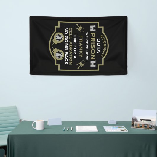 Welkom thuis uit de gevangenis spandoek (Beurs)