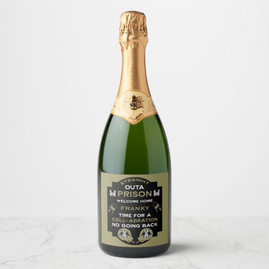 Welkom thuis uit de gevangenis sparkling wijnetiket (Voorkant)