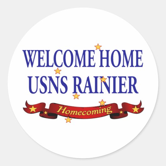 Welkom thuis USNS Rainier Ronde Sticker (Voorkant)