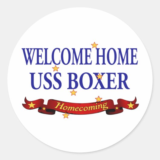 Welkom thuis USS Boxer Ronde Sticker (Voorkant)