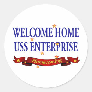 Welkom thuis USS Enterprise Ronde Sticker