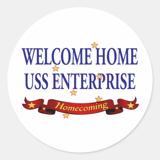 Welkom thuis USS Enterprise Ronde Sticker (Voorkant)