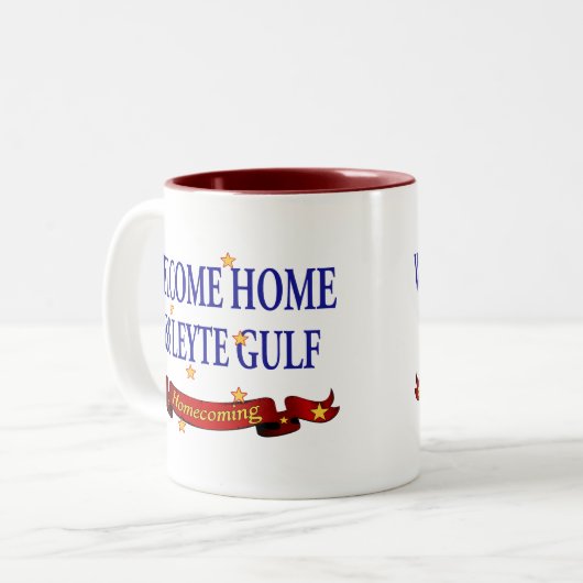 Welkom thuis USS Leyte Gulf Tweekleurige Koffiemok (Voorkant links)