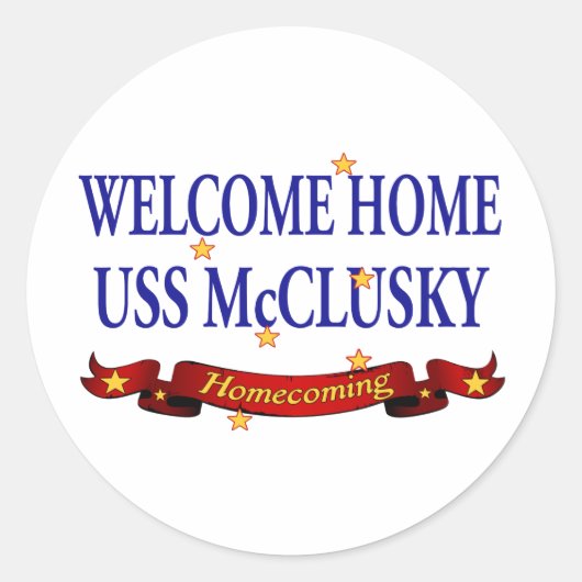 Welkom thuis USS McClusky Ronde Sticker (Voorkant)