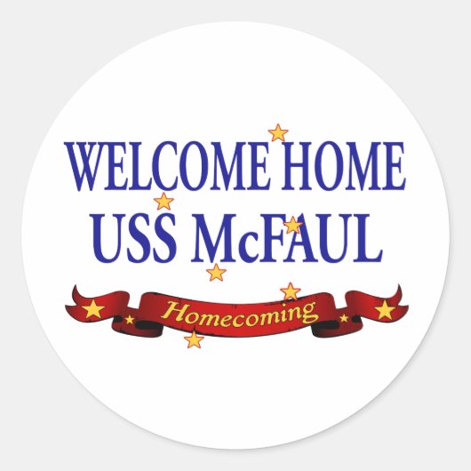Welkom thuis USS McFaul Ronde Sticker (Voorkant)