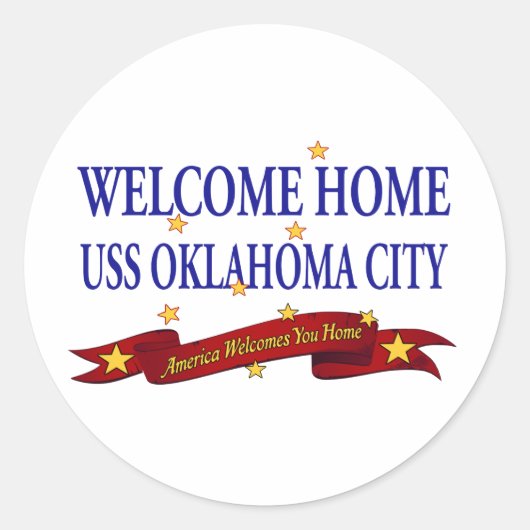 Welkom thuis USS Oklahoma City Ronde Sticker (Voorkant)