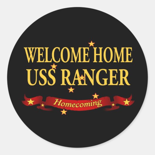 Welkom thuis USS Ranger Ronde Sticker (Voorkant)