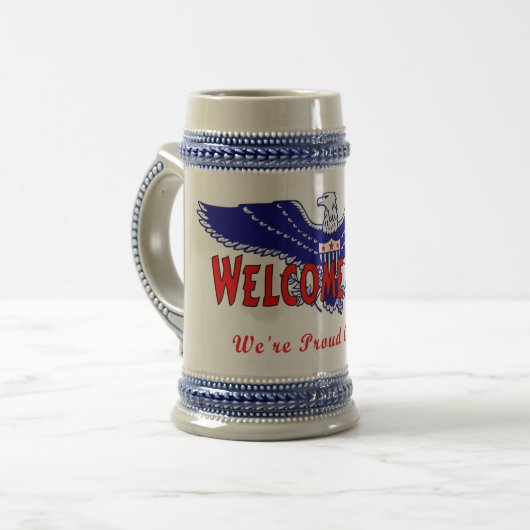 Welkom thuis van het leger bierpul (Voorkant links)