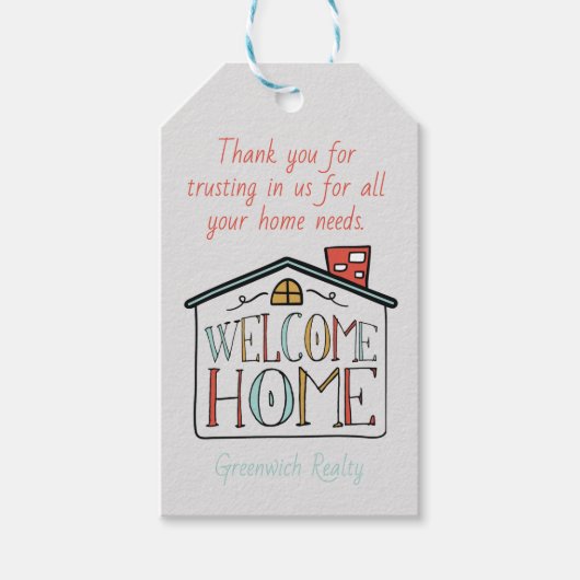 Welkom Thuis Vastgoed Klant Cadeautag Label Cadeaulabel (Voorkant)