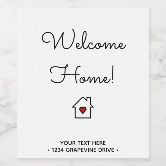 Welkom Thuis Vastgoed Open Huis Koper Afsluiting Wijn Etiket (Enkel label)